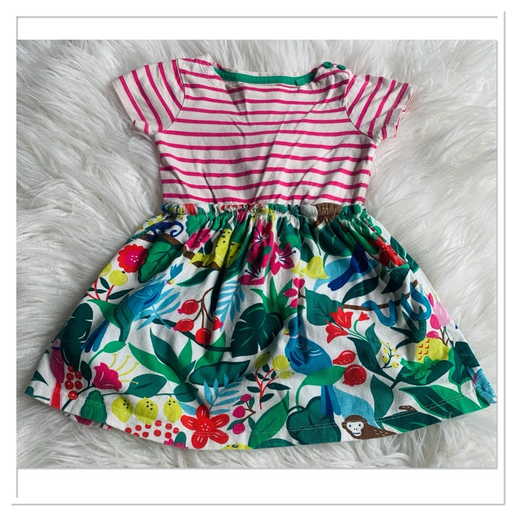 Mini Boden Hotchpotch Jersey Dress Green Pink 2T